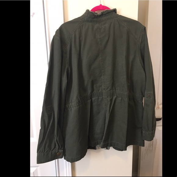 Elle XXL Ladies Army Green Jacket w Floral Lining - Picture 5 of 6